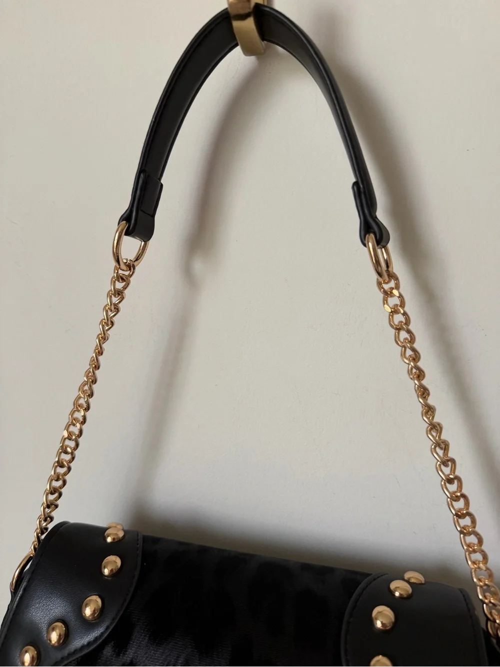 Viral baby phat Black leopard gold Studded Shoulder Bag
